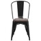 Merrick Lane Amsterdam Series Dining Chair - Blue Metal Frame - Textured Wooden Seat - Slatted, Curved Back